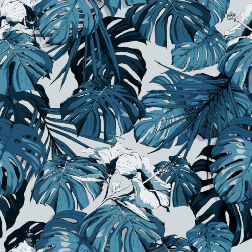 Dark Blue Monstera Leaves