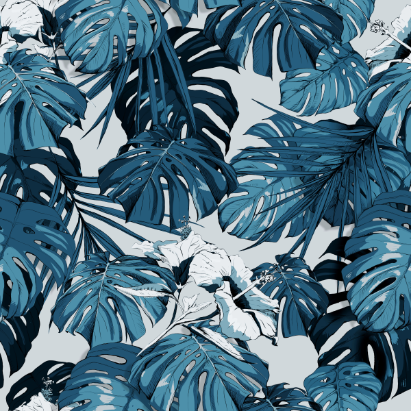 Dark Blue Monstera Leaves