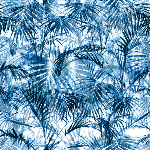 Dark Blue Palm Leaves