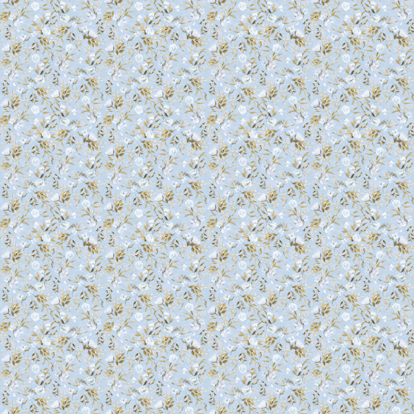 White Flowers on Powder Blue
